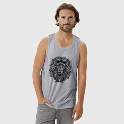 Майка мужская хлопок Лев в стиле Мандала Mandala Lion, цвет: меланж — фото 2