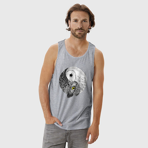 Мужская майка Инь Янь по совиному / Меланж – фото 3