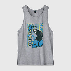 Майка мужская хлопок Футболка с изображением черепа кошки, цвет: меланж