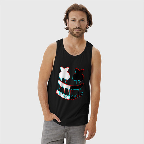 Мужская майка Marshmello улыбка / Черный – фото 3