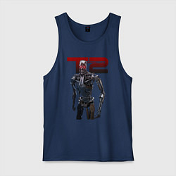 Майка мужская хлопок Terminator 2 - T800, цвет: тёмно-синий