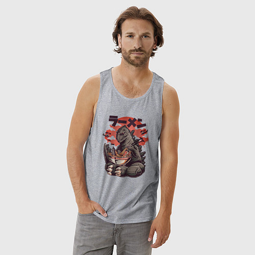 Мужская майка Godzilla and Udon / Меланж – фото 3