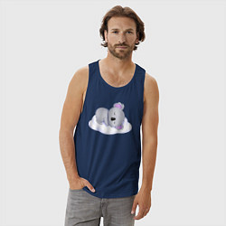 Майка мужская хлопок Милая Коала Спит На Облачке, цвет: тёмно-синий — фото 2