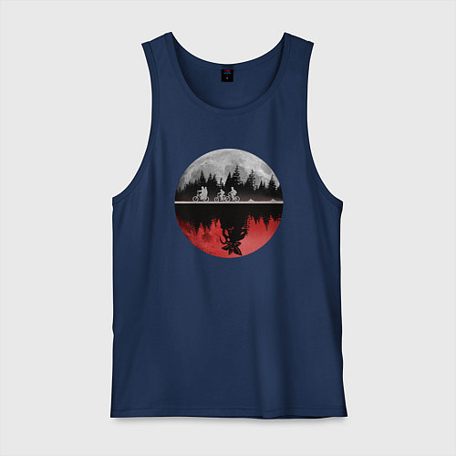 Мужская майка Stranger Things Moon / Тёмно-синий – фото 1