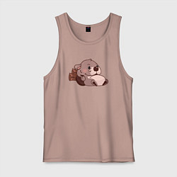 Майка мужская хлопок Отдыхающий бобер, цвет: пыльно-розовый