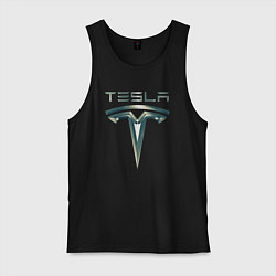Мужская майка Tesla Logo Тесла Логотип Карбон