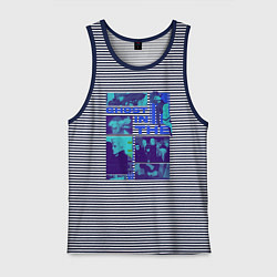 Майка мужская хлопок Призрак в доспехах экшен, цвет: синяя тельняшка