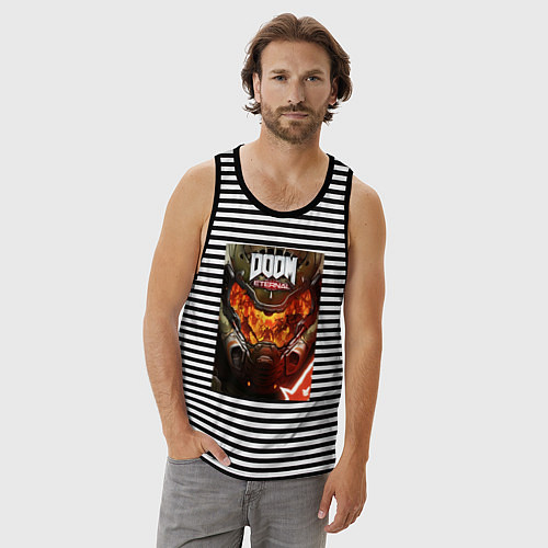 Мужская майка Doom eternal - poster / Черная тельняшка – фото 3