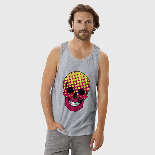 Мужская майка Pop-art skull / Меланж – фото 3