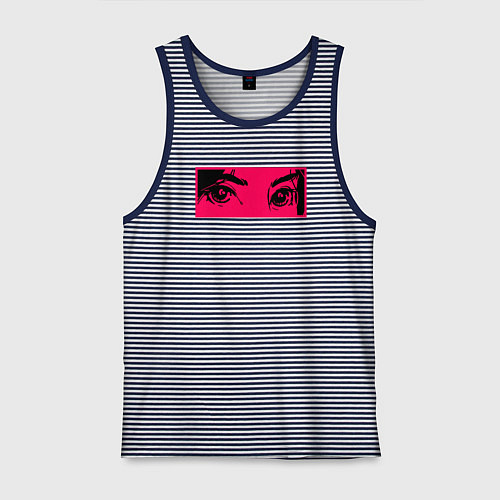 Мужская майка Anime Sad Eye / Синяя тельняшка – фото 1