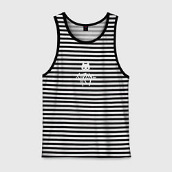 Майка мужская хлопок Stray ровный логотип, цвет: черная тельняшка