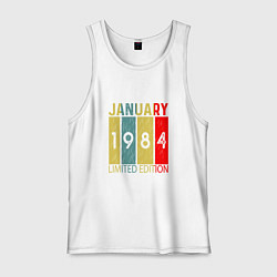 Майка мужская хлопок 1984 - Январь, цвет: белый
