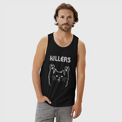 Майка мужская хлопок The Killers рок кот, цвет: черный — фото 2