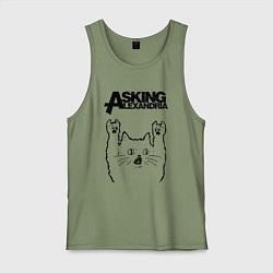 Майка мужская хлопок Asking Alexandria - rock cat, цвет: авокадо