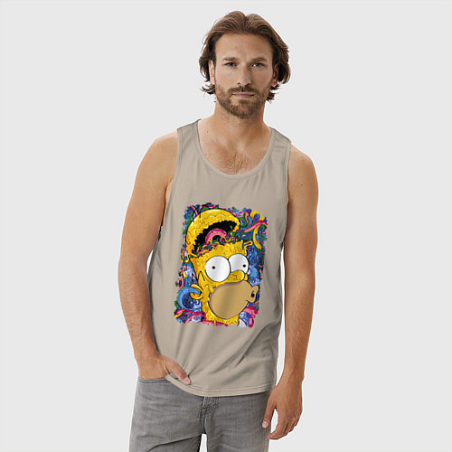 Мужская майка Мозг Гомера Симпсона - постер / Миндальный – фото 3