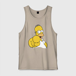 Майка мужская хлопок Гомер Симпсон указывает пальцем, цвет: миндальный