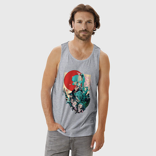 Мужская майка Аяка самурай - Геншин Импакт / Меланж – фото 3