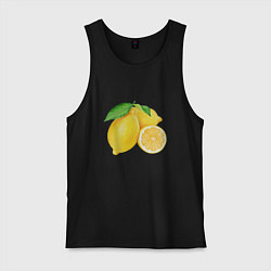 Майка мужская хлопок Сочные лимоны, цвет: черный