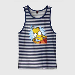 Майка мужская хлопок Барт Симпсон корчит рожицу!, цвет: синяя тельняшка
