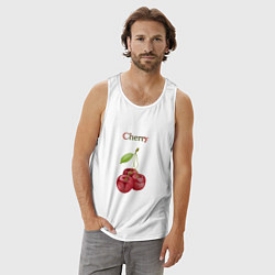Майка мужская хлопок Cherry вишня, цвет: белый — фото 2