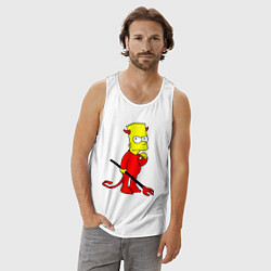 Майка мужская хлопок Bart Simpson - devil, цвет: белый — фото 2