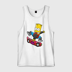 Майка мужская хлопок Барт Симпсон - крутой скейтбордист, цвет: белый