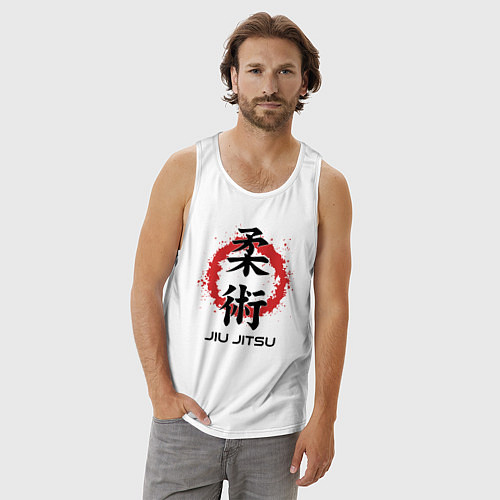 Мужская майка Jiu jitsu red splashes logo / Белый – фото 3