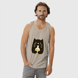 Майка мужская хлопок Котик - Химик, цвет: миндальный — фото 2