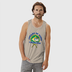 Майка мужская хлопок Cordao de ouro Capoeira flag of Brazil, цвет: миндальный — фото 2