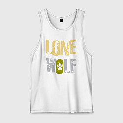 Майка мужская хлопок Lone Wolf - одинокий волк, цвет: белый