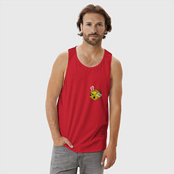 Майка мужская хлопок Пчела Майнкрафт, цвет: красный — фото 2