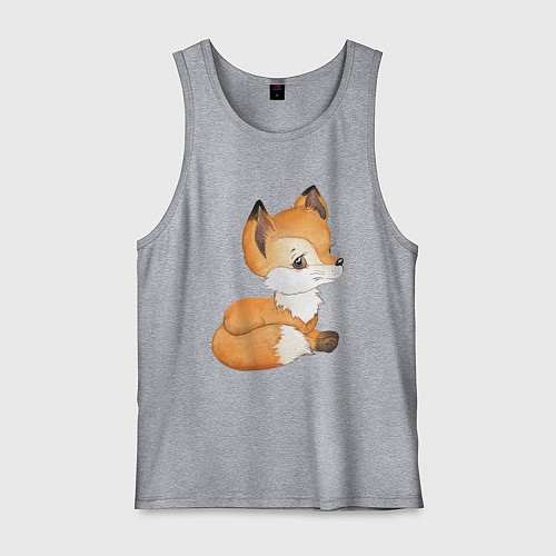 Мужская майка Маленький лисенок арт / Меланж – фото 1