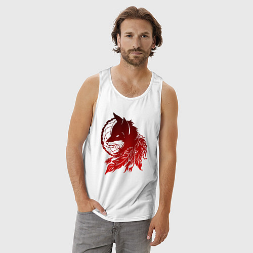 Мужская майка Ловец снов и лис с перьями / Белый – фото 3