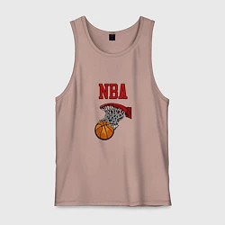 Майка мужская хлопок Basketball - NBA logo, цвет: пыльно-розовый