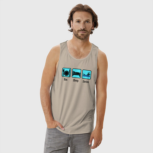 Мужская майка Ешь Спи Плавай / Миндальный – фото 3