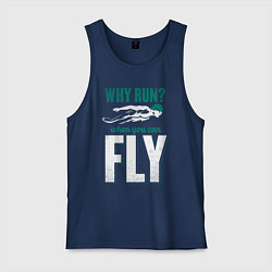 Майка мужская хлопок Кто бегает когда можно летать, цвет: тёмно-синий