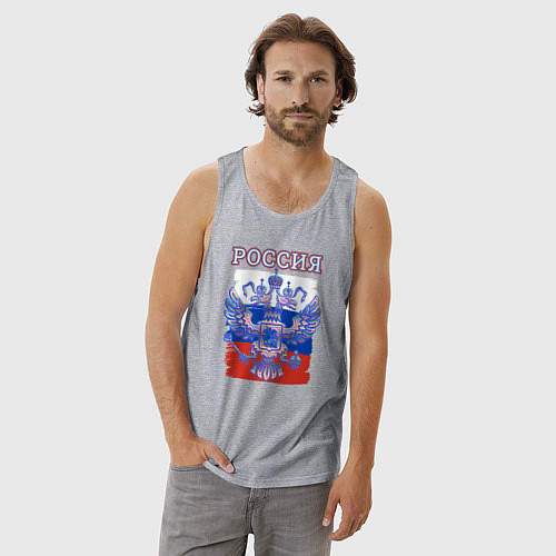 Мужская майка Россия Герб Флаг / Меланж – фото 3