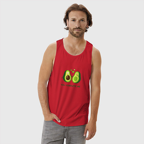 Мужская майка Влюбленные авокадо Милые авокадики / Красный – фото 3