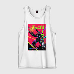 Майка мужская хлопок Человек бензопила и бургер, цвет: белый