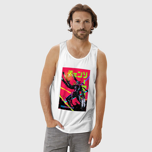 Мужская майка Человек бензопила и бургер / Белый – фото 3