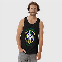 Майка мужская хлопок Brasil CBF, цвет: черный — фото 2