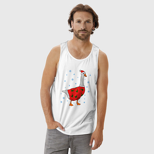 Мужская майка Гусь новогодний / Белый – фото 3