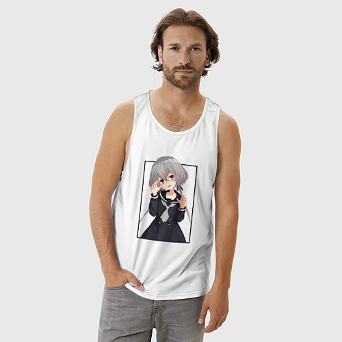 Мужская майка Грустная Дзюнко - Зомбилэнд Сага Месть / Белый – фото 3