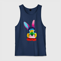 Майка мужская хлопок Радужный кролик, цвет: тёмно-синий