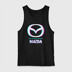 Майка мужская хлопок Значок Mazda в стиле glitch, цвет: черный