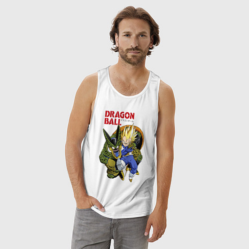Мужская майка Dragon Ball Z - Cell vs Vegeta / Белый – фото 3