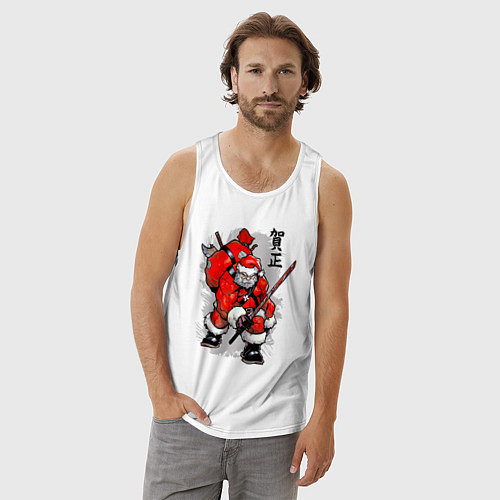 Мужская майка Santa Claus - samurai with katana / Белый – фото 3