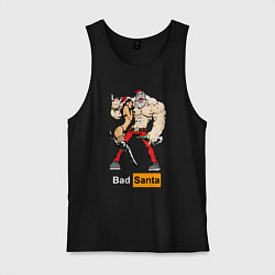 Майка мужская хлопок Bad Santa with sexy girl, цвет: черный