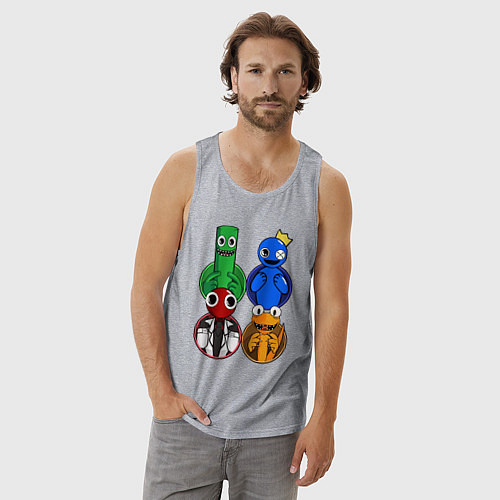 Мужская майка Радужные друзья: Зеленый, Синий, Оранжевый и Красн / Меланж – фото 3