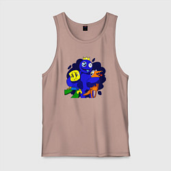 Майка мужская хлопок Радужные друзья: все персонажи, цвет: пыльно-розовый